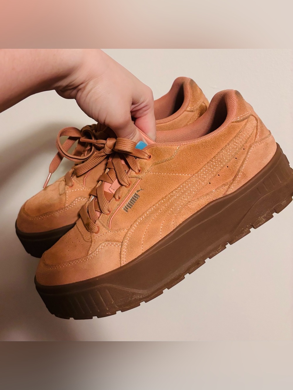 Puma Karmen II Women's Platform Suede Sneakers Pink with Gum soles